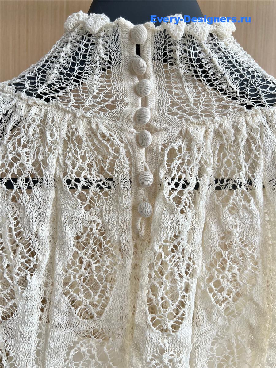 D10r white hollow lace blouse