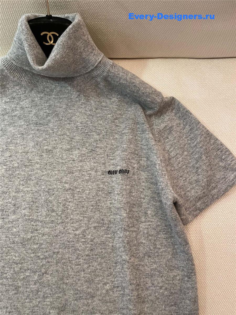 Miu Miu Grey Turtleneck Short Sleeves