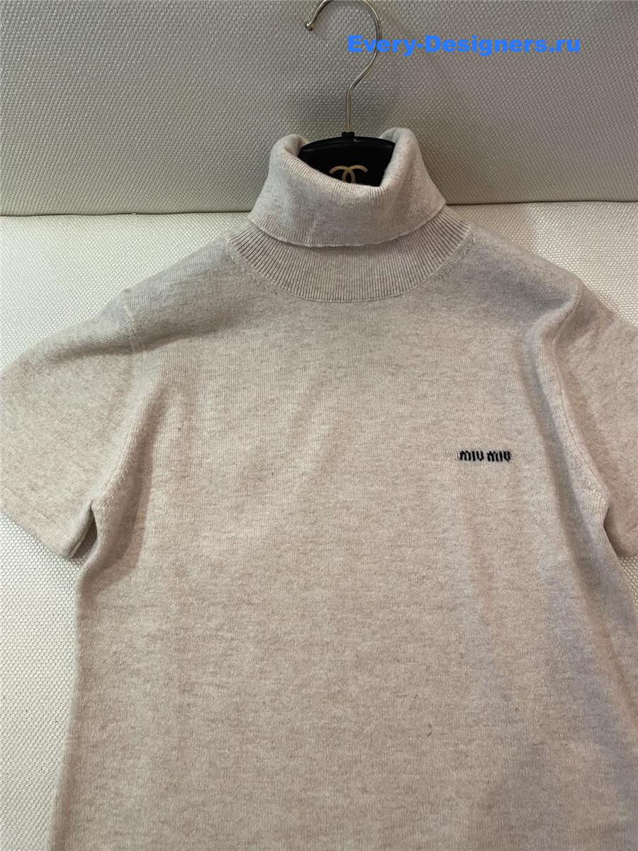 Miu Miu Beige Turtleneck Short Sleeves