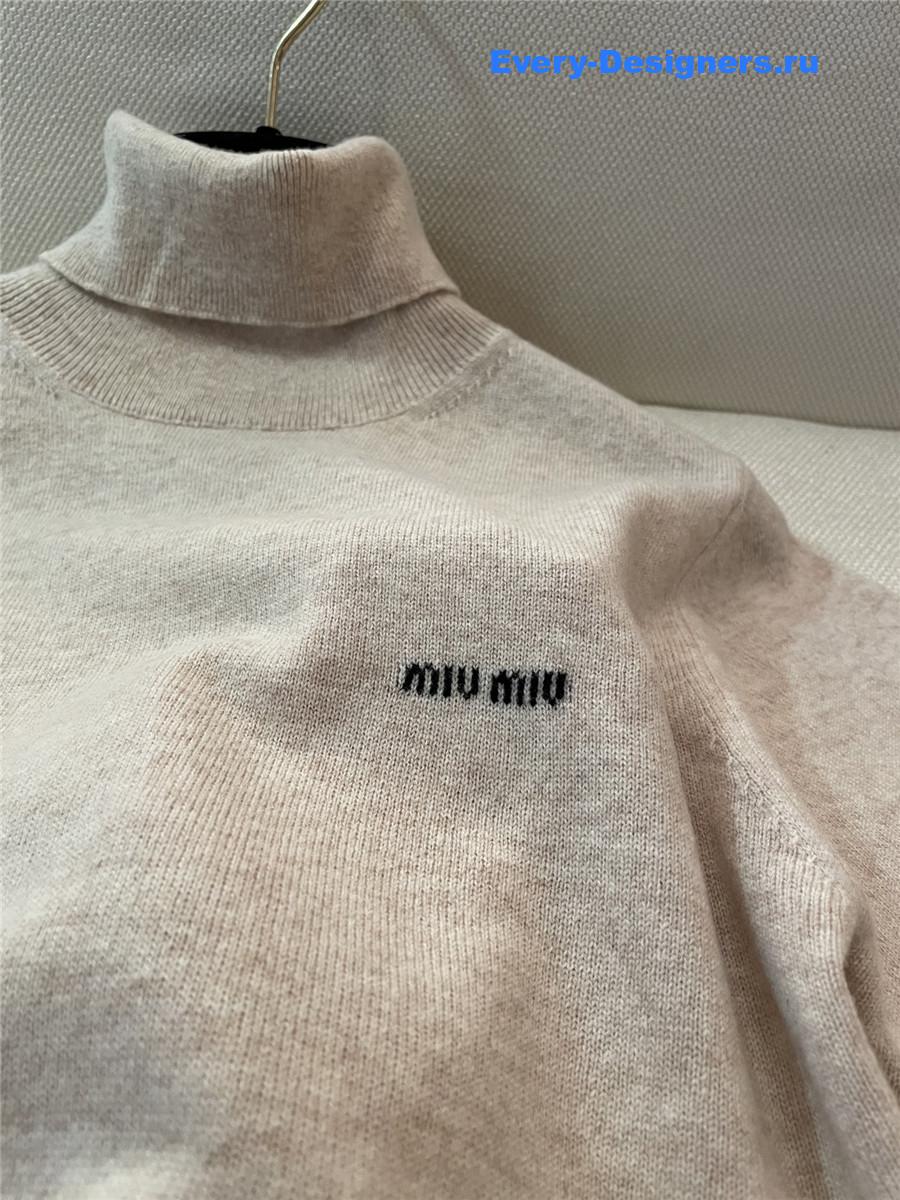 Miu Miu Beige Turtleneck Short Sleeves