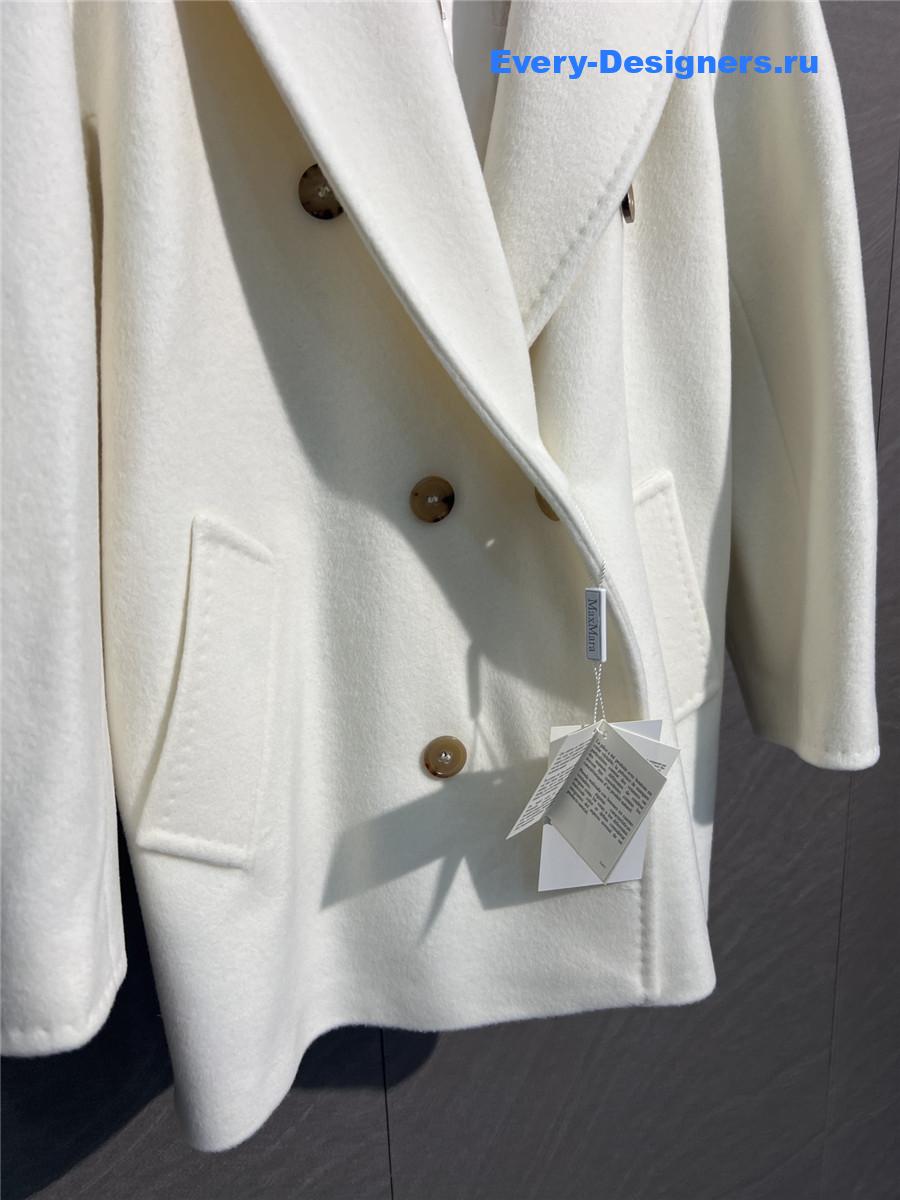 Max Mara White Cashmere Rebus Coat