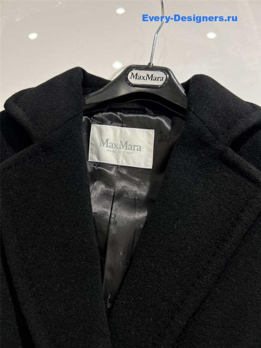 Max Mara Black Cashmere Rebus Coat