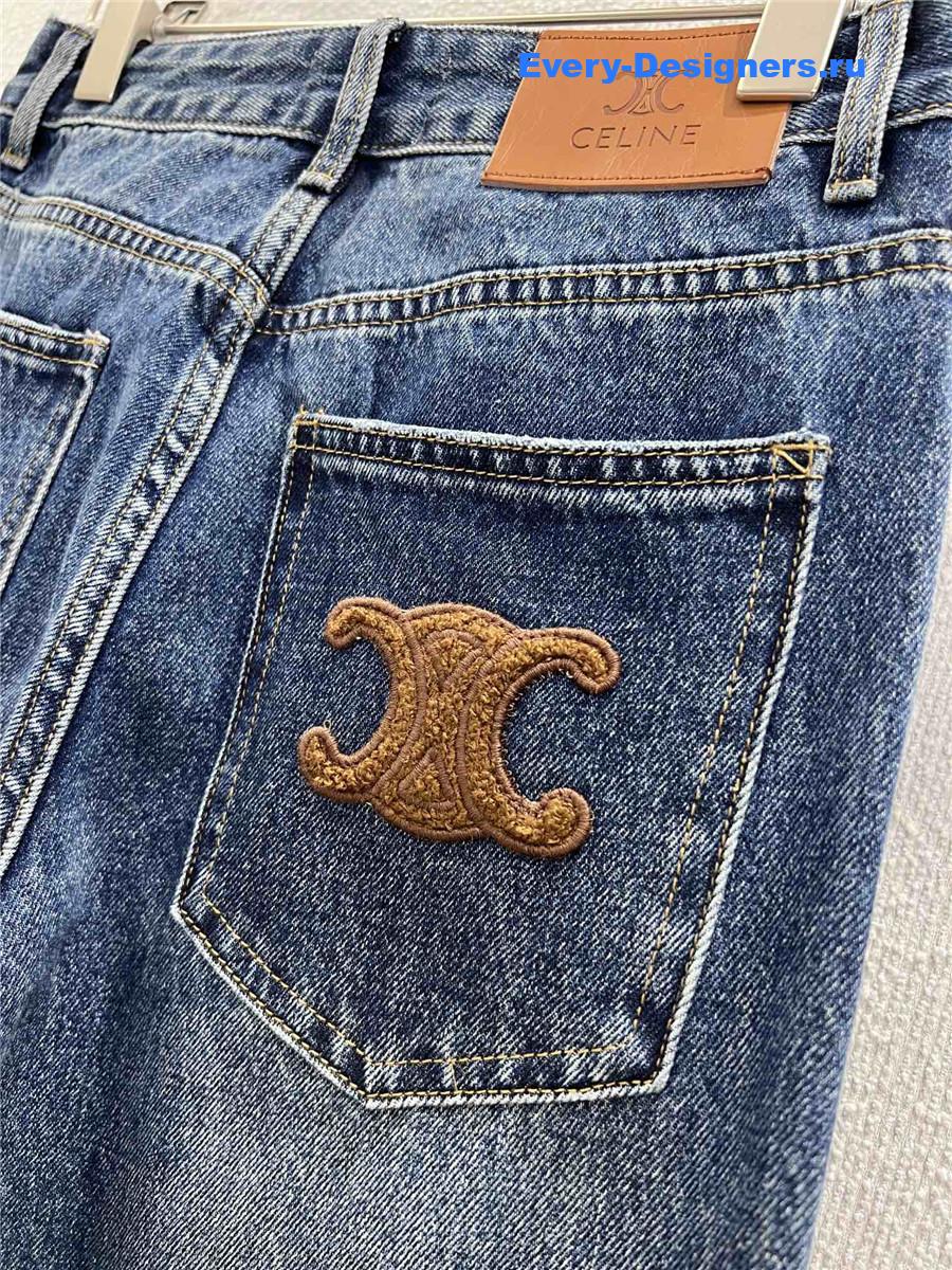 Ce1i*e logo blue wide leg jeans