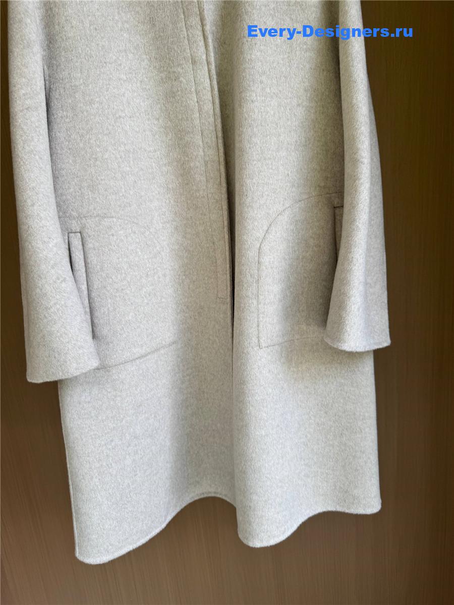 L0r0 P1ana grey mink collar cashmere coat