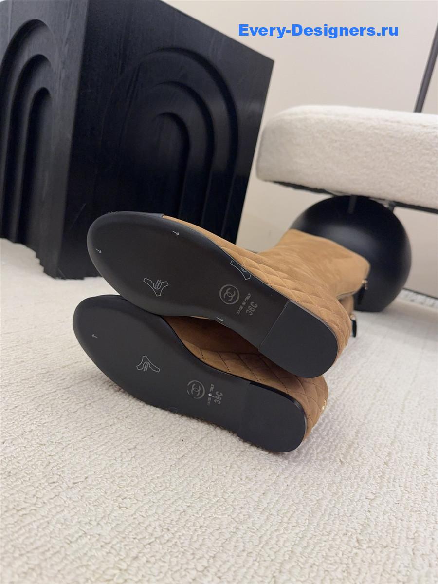 Ch**el wedge beige over knee boots