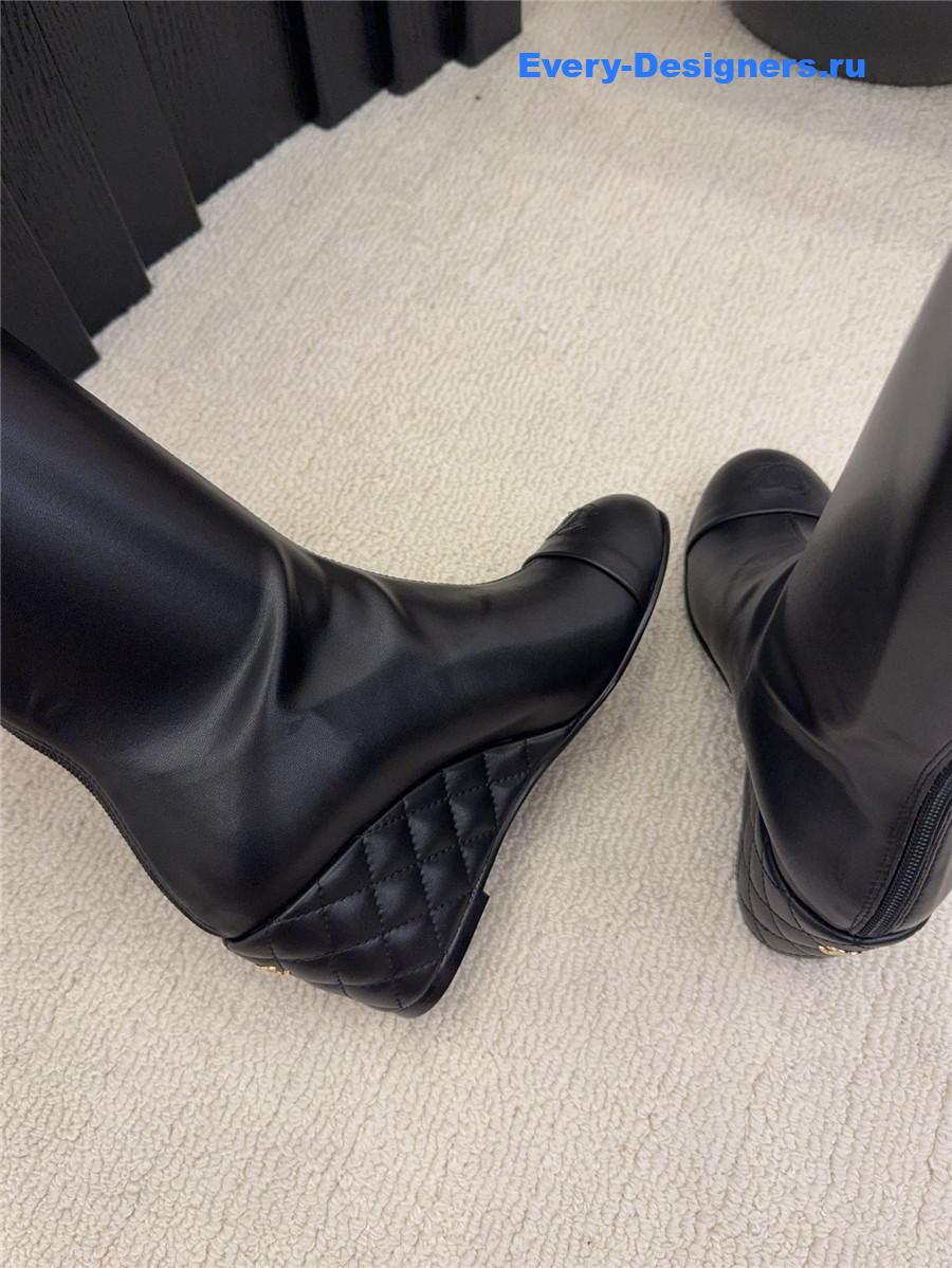 Ch**el wedge black over knee boots