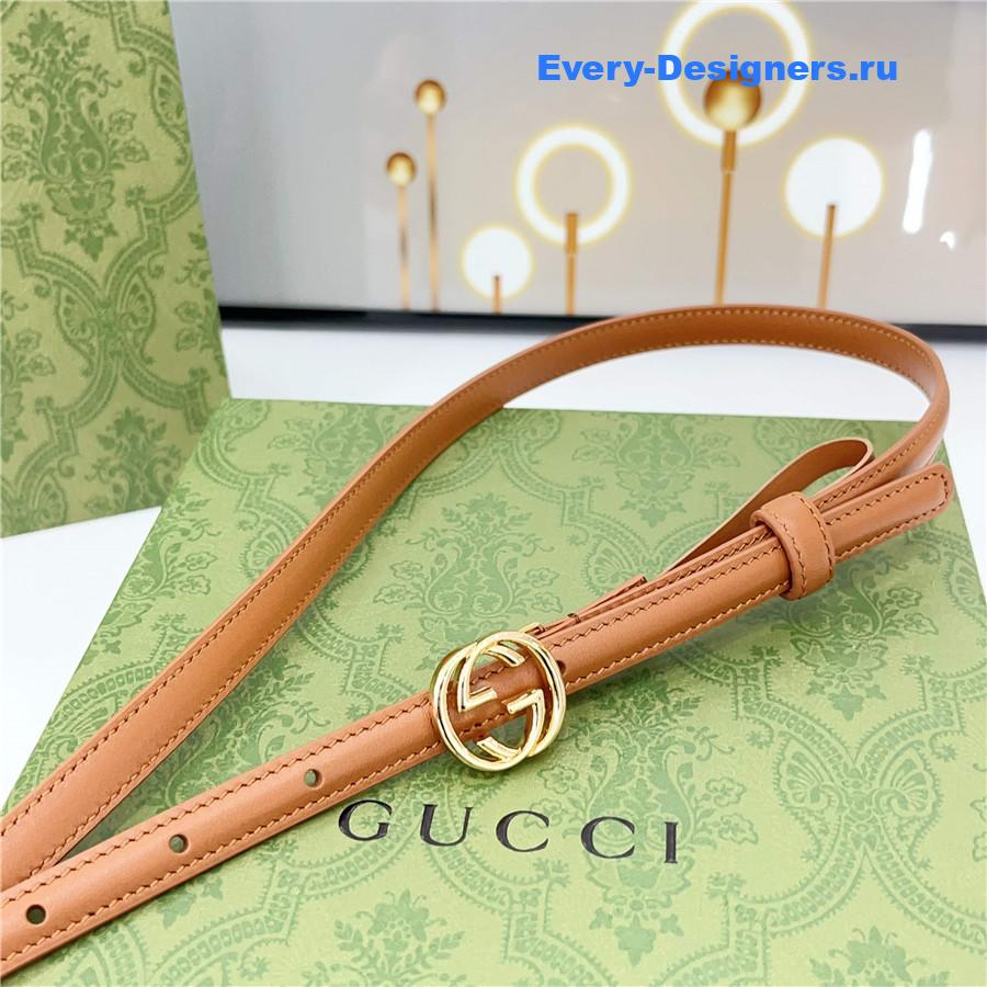 Gvc*1 brown gg marmont thin leather belt