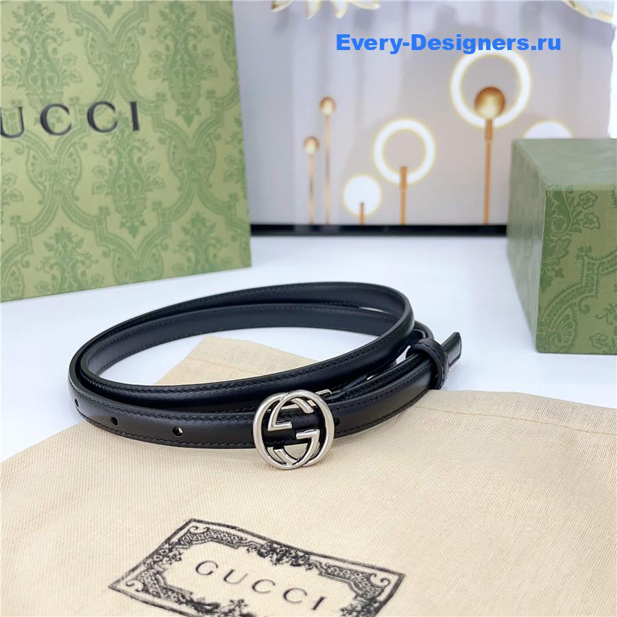 Gvc*1 black gg marmont thin leather belt