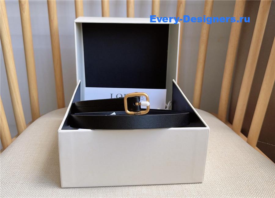 L0ew* black rounded soft calfskin belt