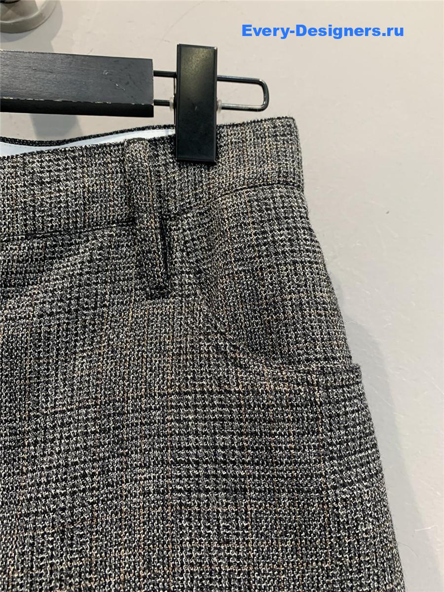Pra*a dark grey wool check wide-leg pants
