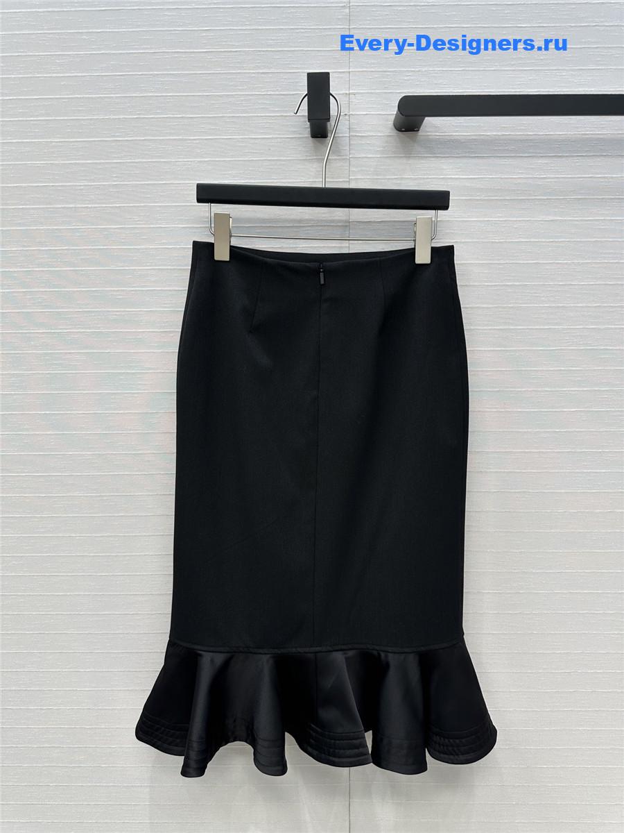 F**di black ruffled midi skirt