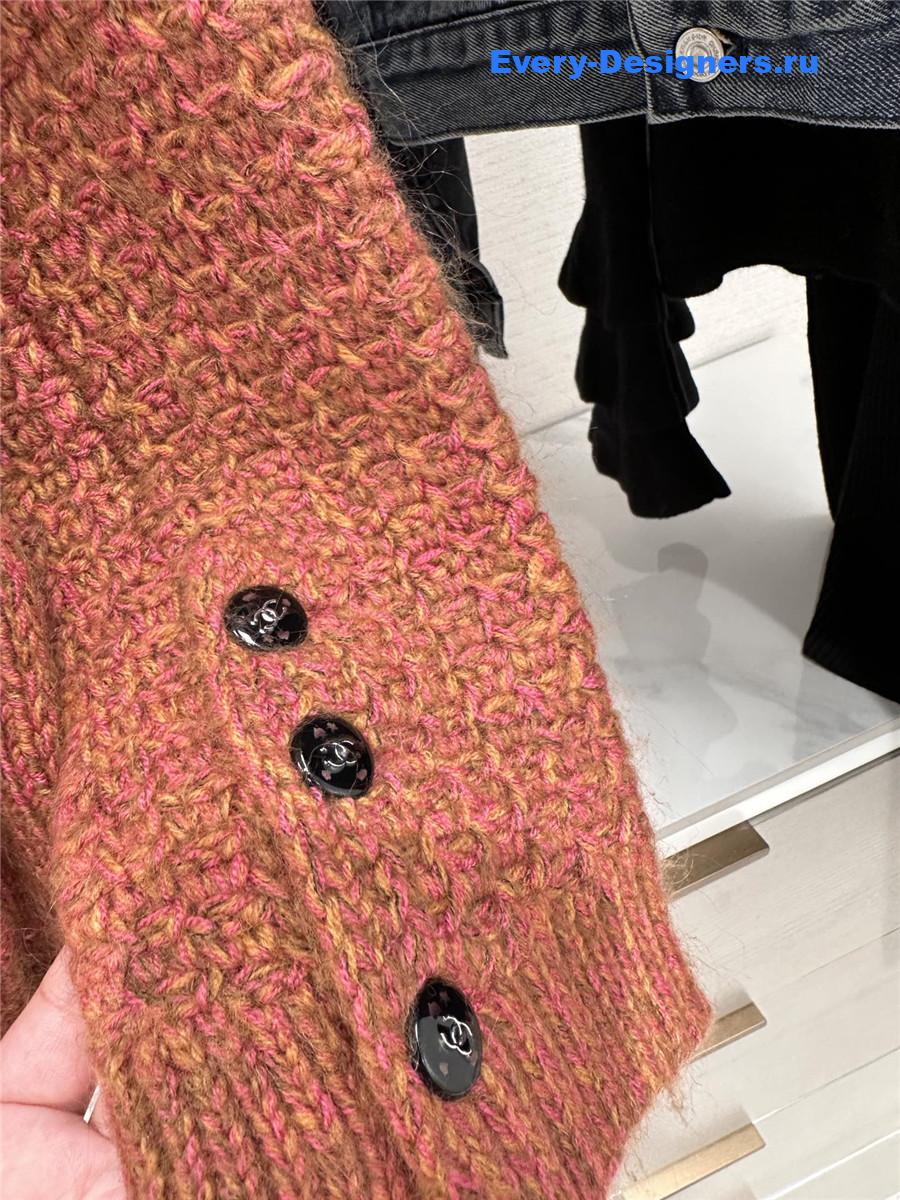 Ch**el pink v-neck cashmere cardigan