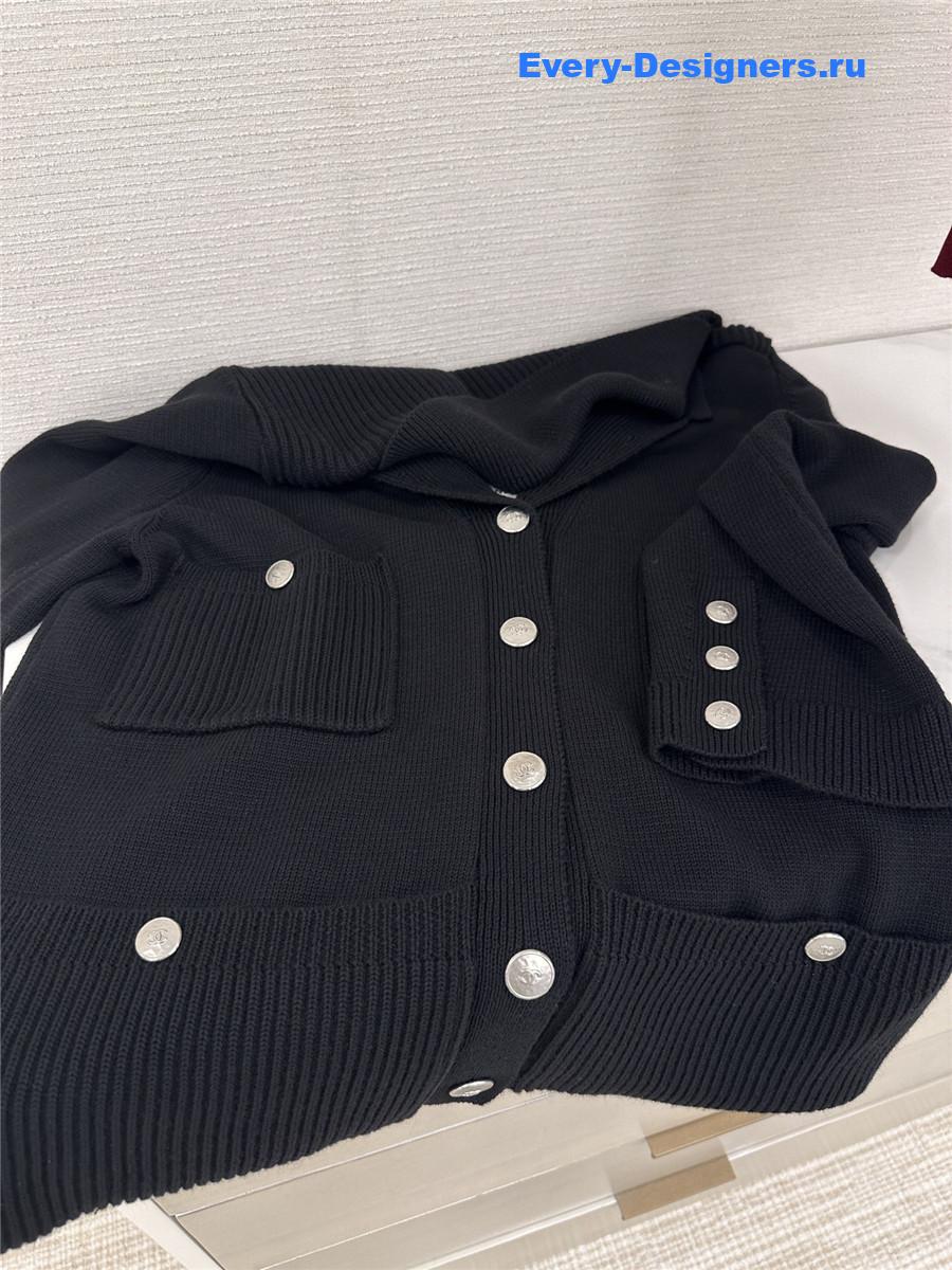 Ch**el black wool cardigan coat