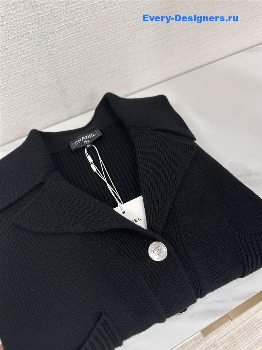 Ch**el black wool cardigan coat