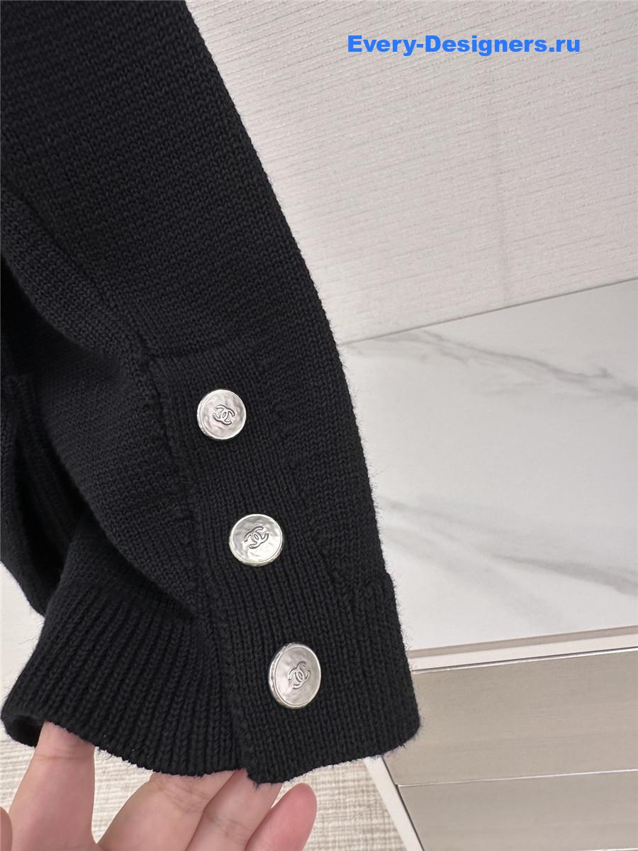 Ch**el black wool cardigan coat
