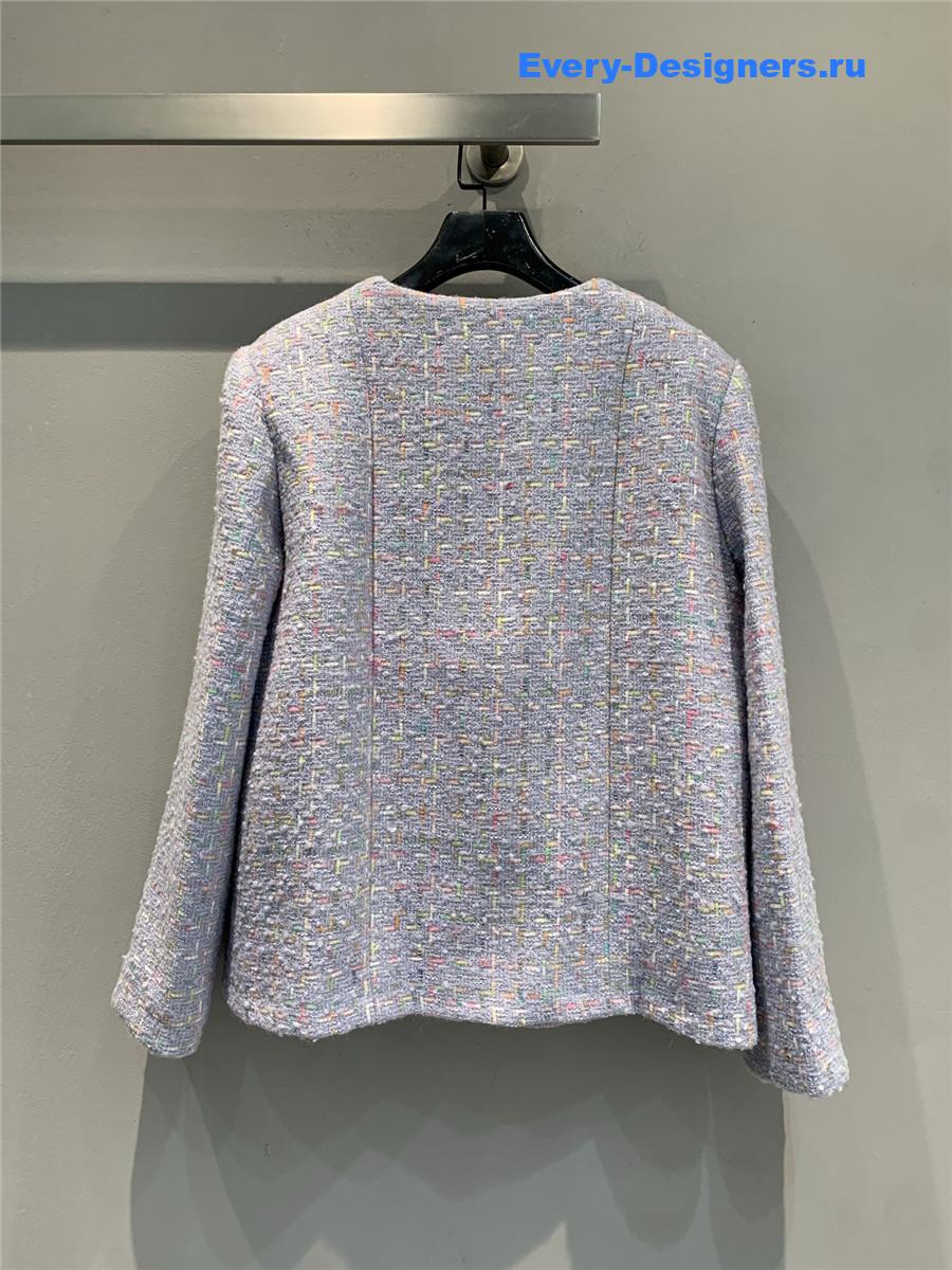 Ch**el round neck woven tweed jacket