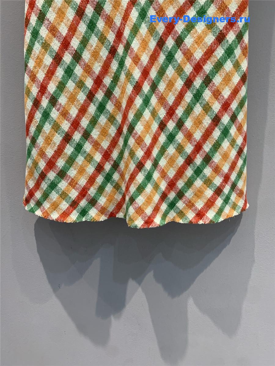 Miu Miu Red/green Diagonal Check Skirt