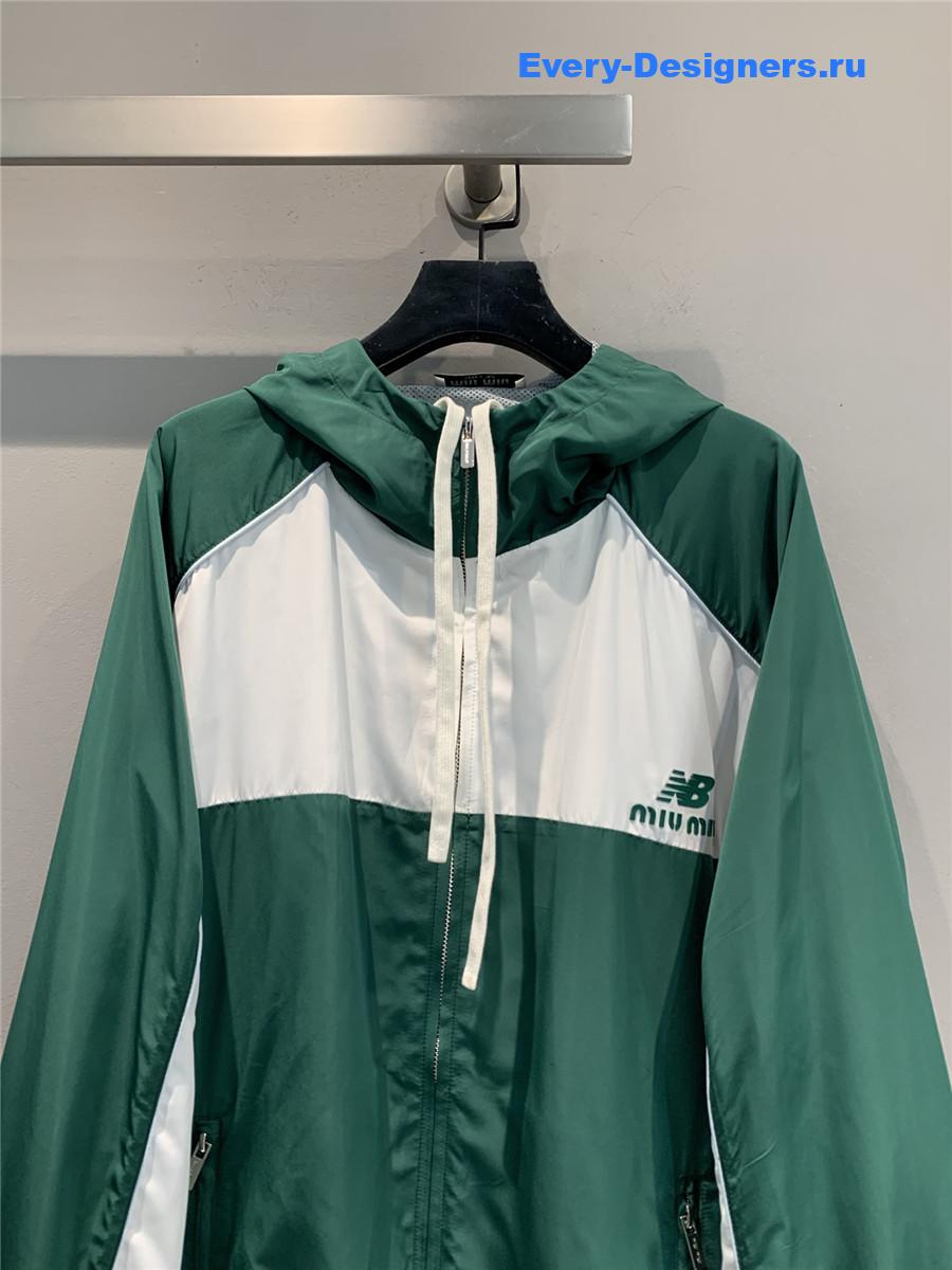 New Balance X Miu Miu Green Lace-Up Hooded Jacket