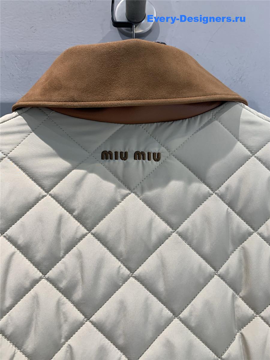 Miu Miu Suede-Trim Quilted Barn Jacket