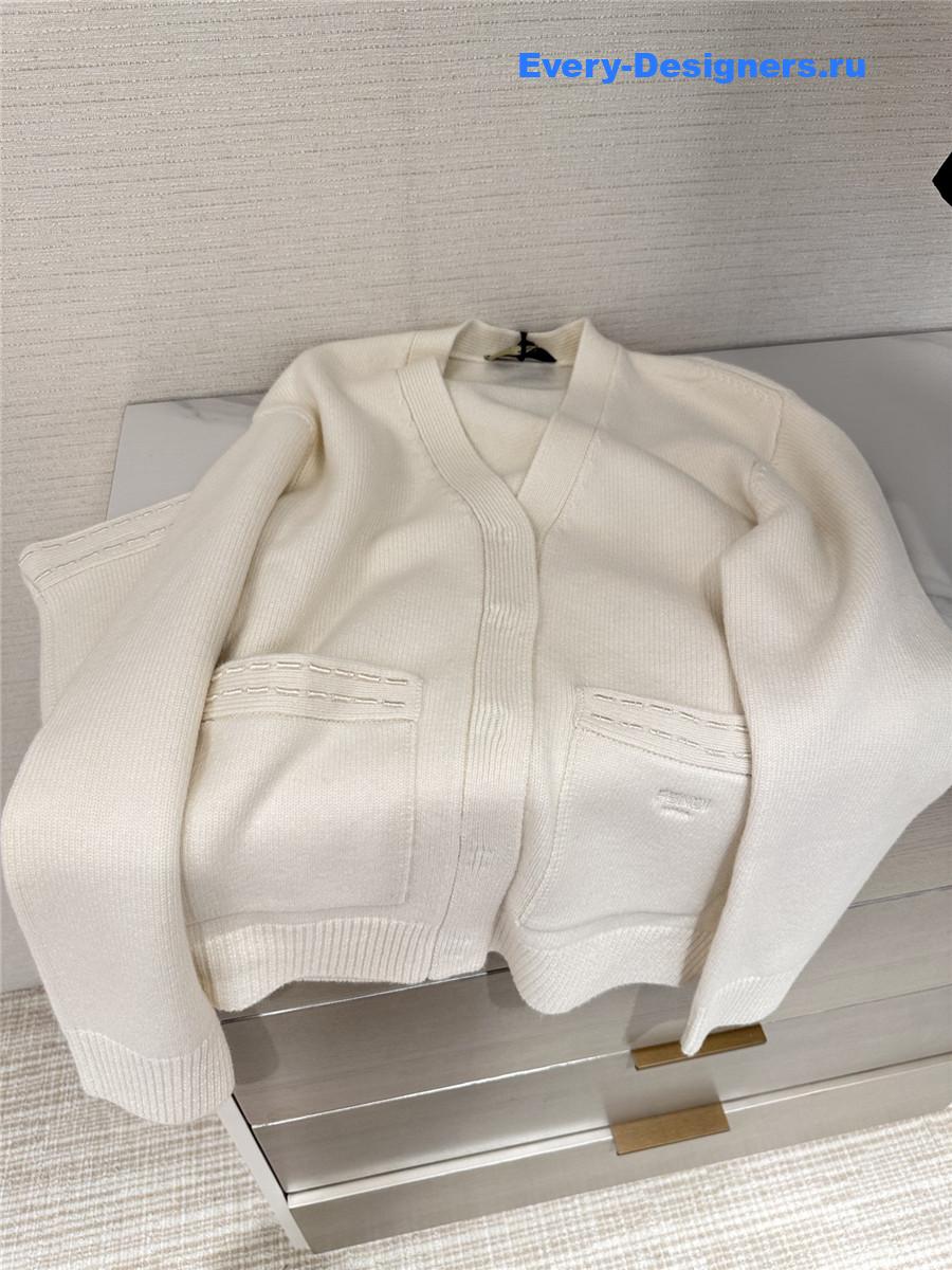 F**di white cashmere blend cardigan