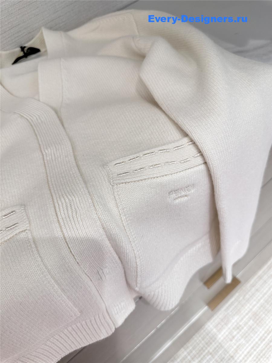 F**di white cashmere blend cardigan
