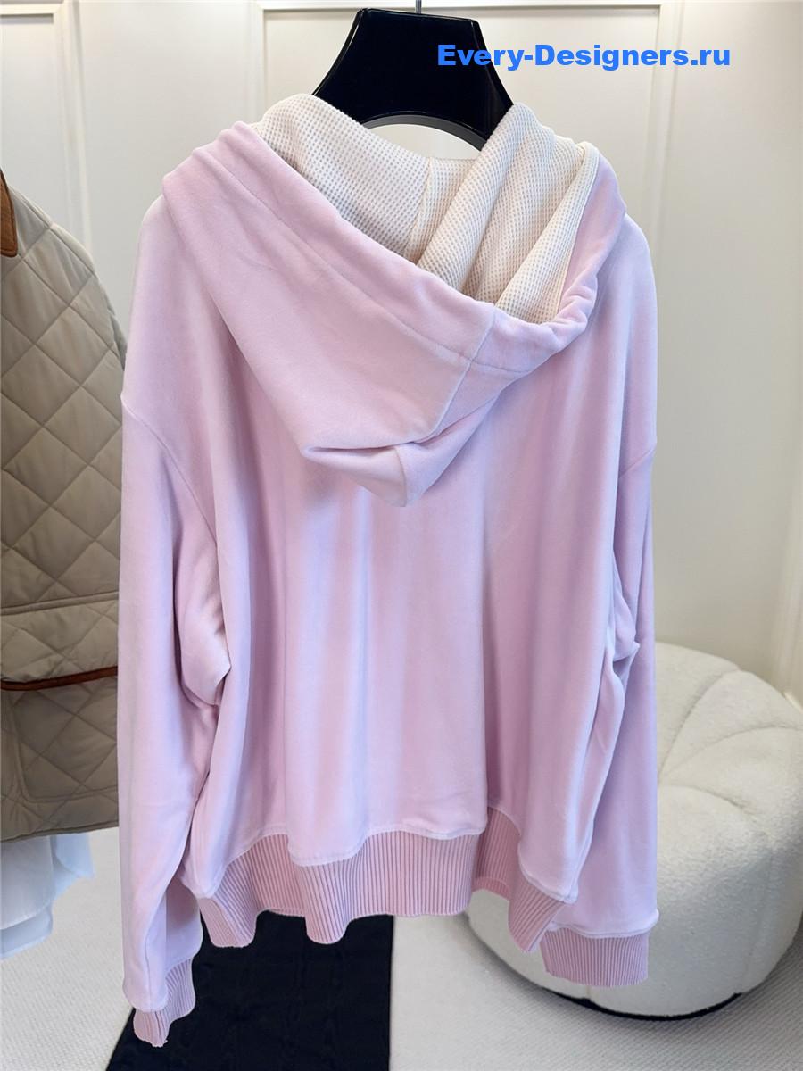 Ce1i*e pink velvet hooded jacket