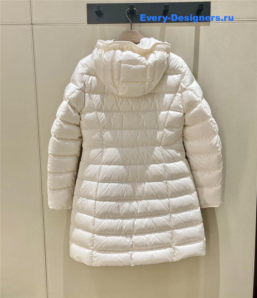 Moncler White Long Belted Down Jacket