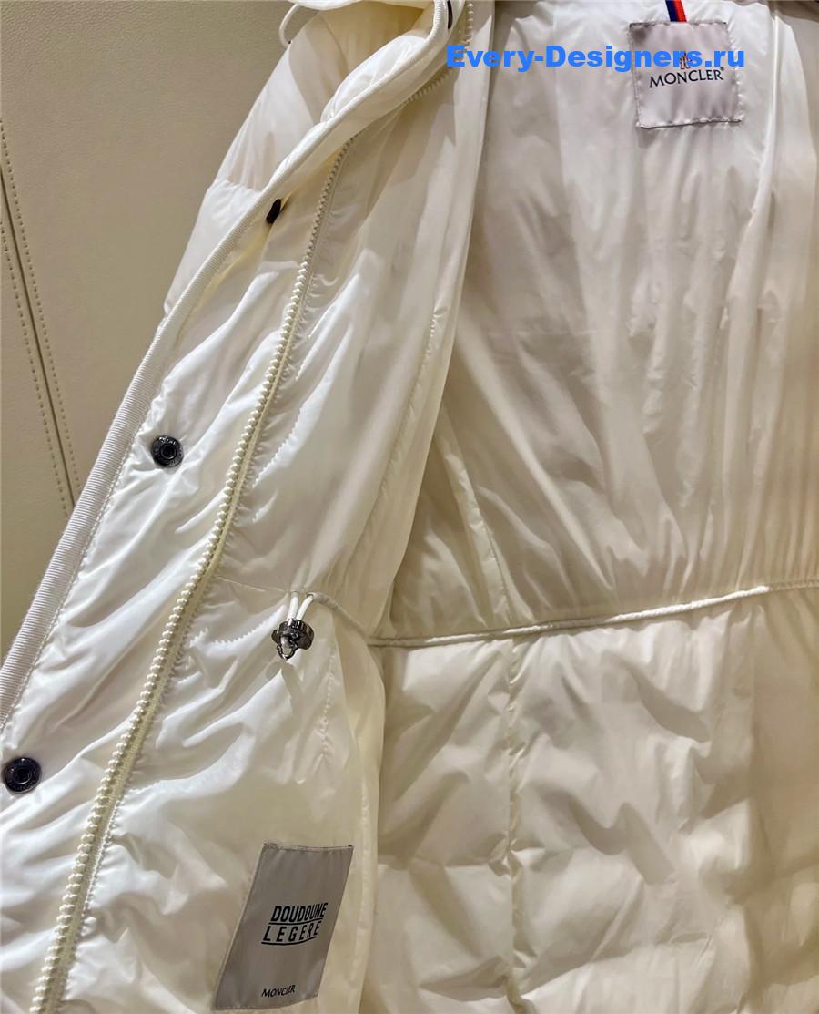 Moncler White Long Belted Down Jacket