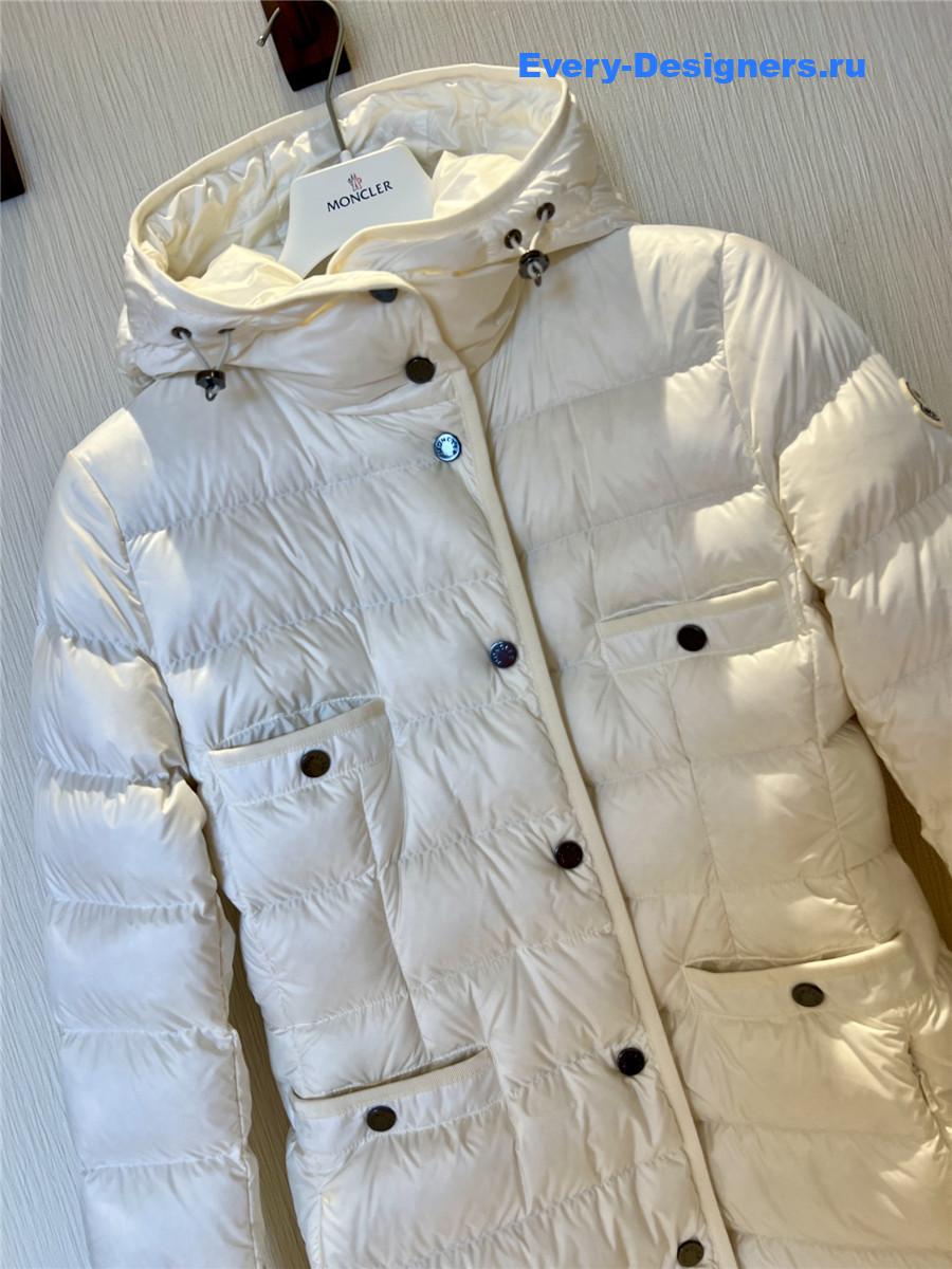 Moncler White Long Belted Down Jacket