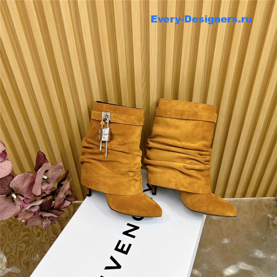 Givenchy Brown Shark Lock Stiletto Ankle Boots