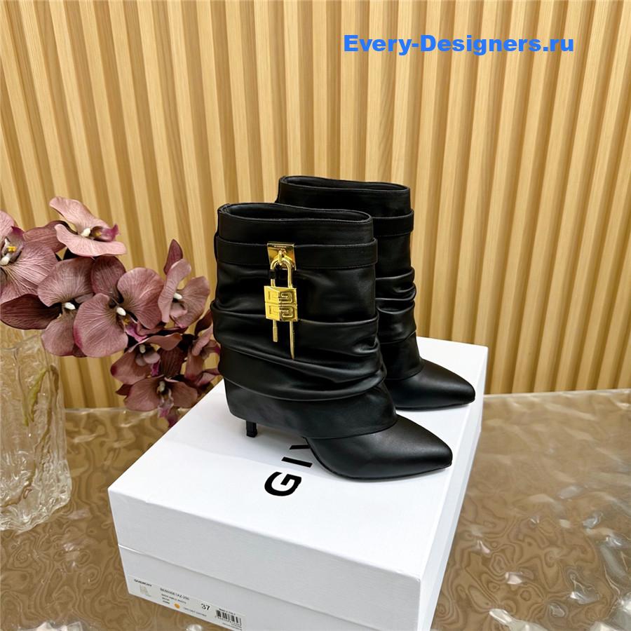 Givenchy Black Shark Lock Stiletto Ankle Boots
