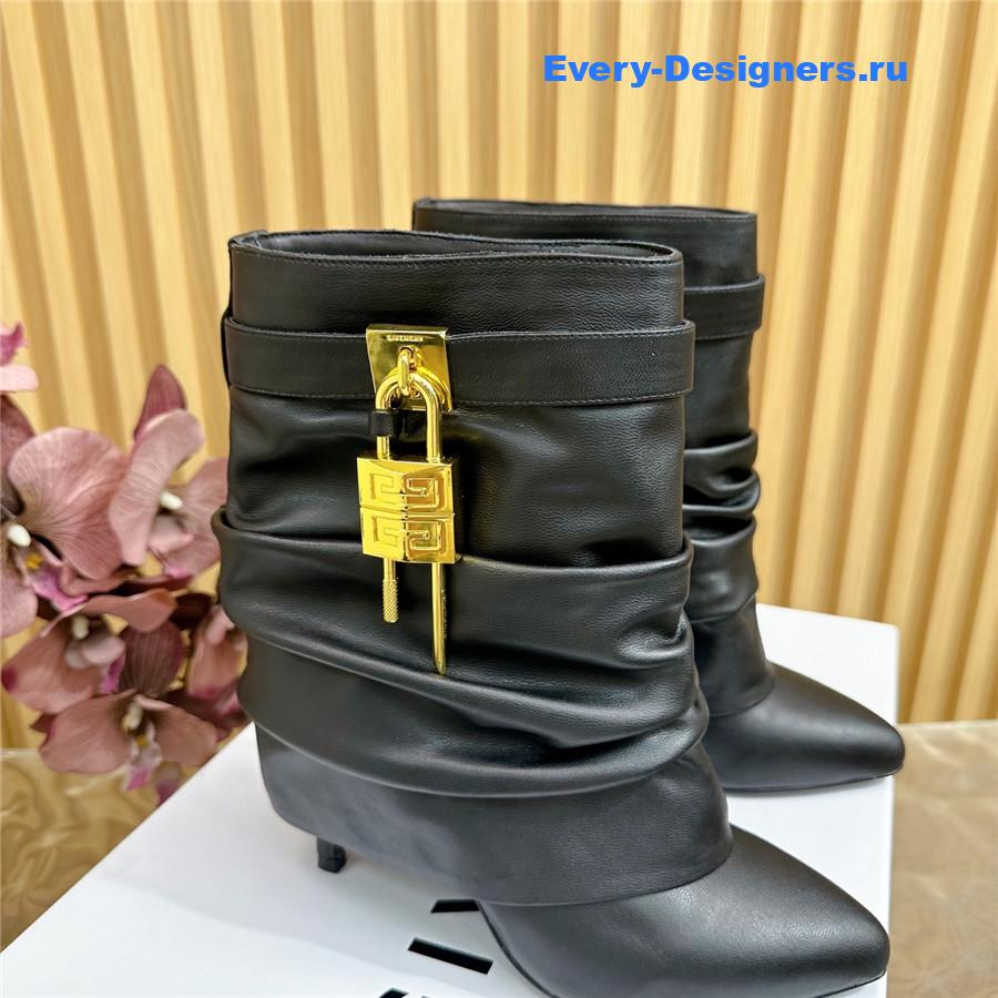 Givenchy Black Shark Lock Stiletto Ankle Boots