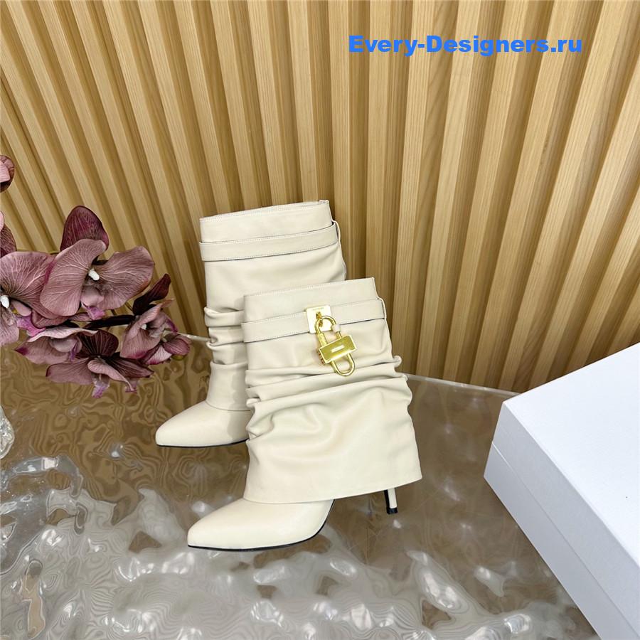 Givenchy Beige Shark Lock Stiletto Ankle Boots