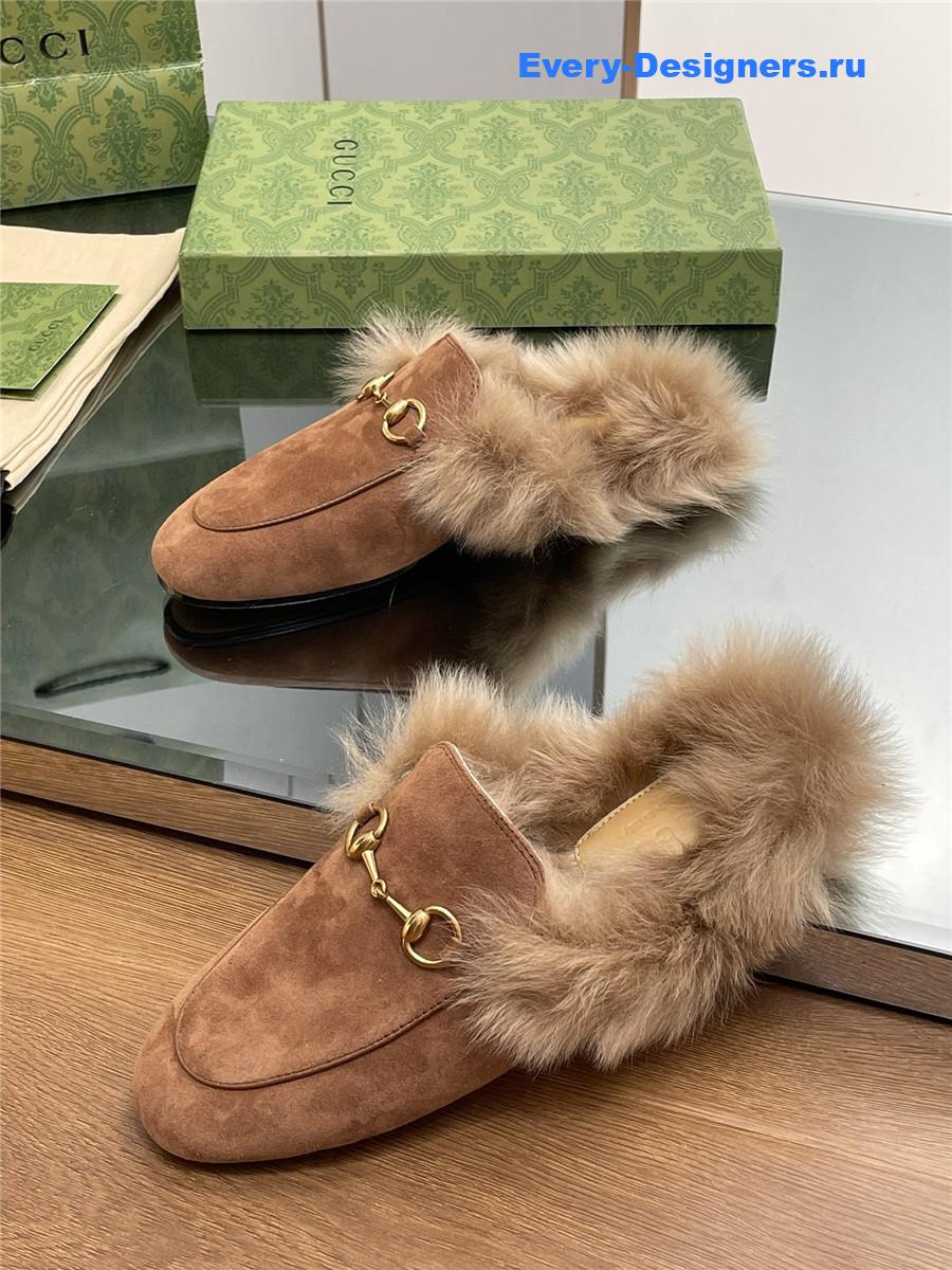 Gvc*1 brown suede wool flat mules