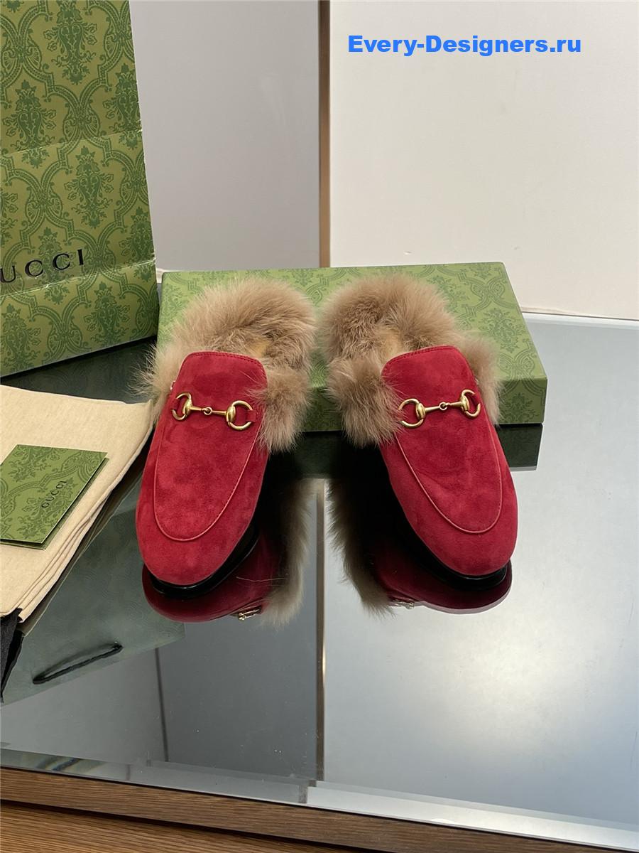 Gvc*1 red suede wool flat mules