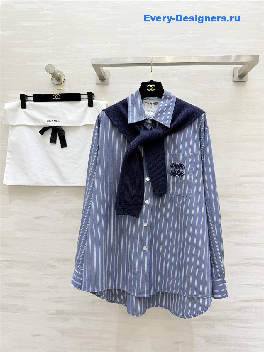 Ch**el oversize blue striped shirt