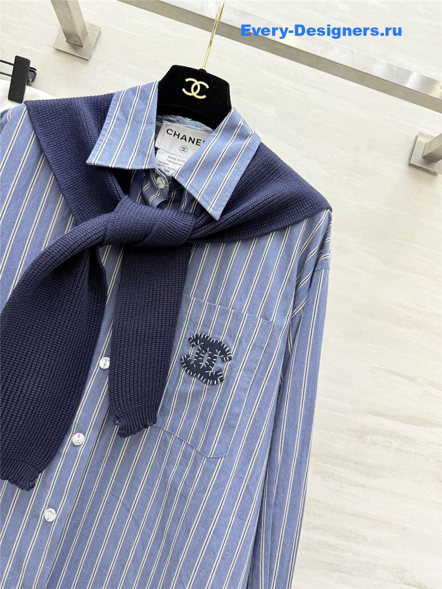 Ch**el oversize blue striped shirt