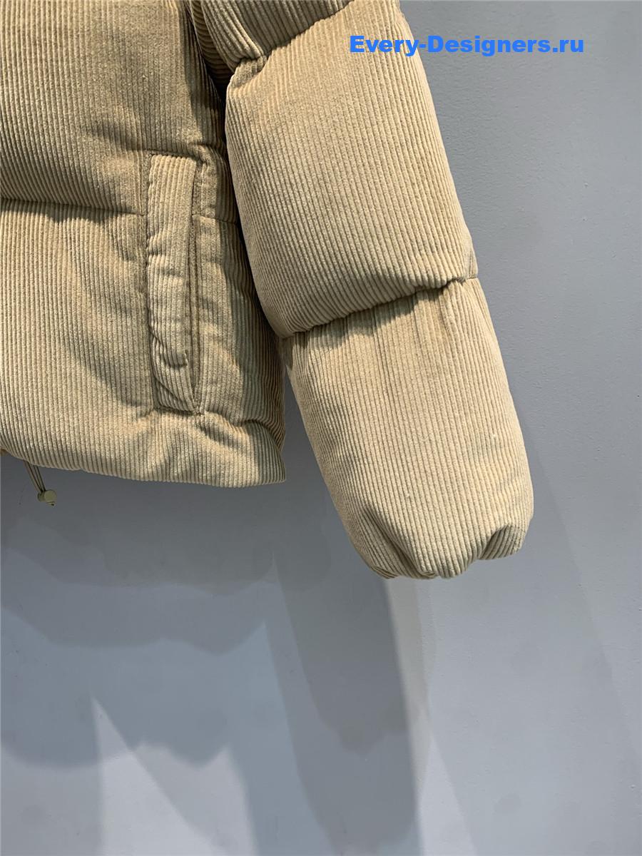 Miu Miu Leather-Collar Corduroy Puffer Jacket