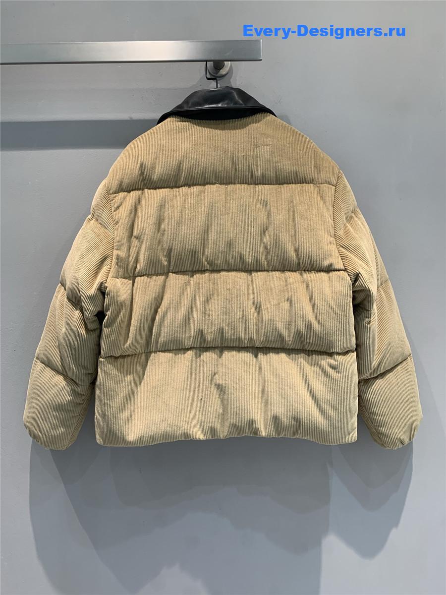 Miu Miu Leather-Collar Corduroy Puffer Jacket
