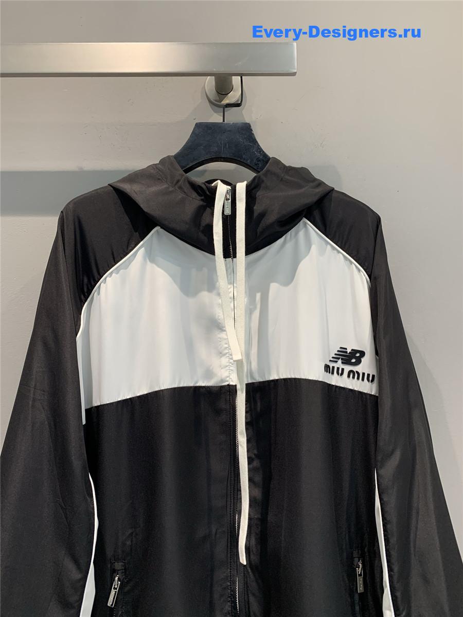 Miu Miu Black Technical Poplin Hoodie Jacket