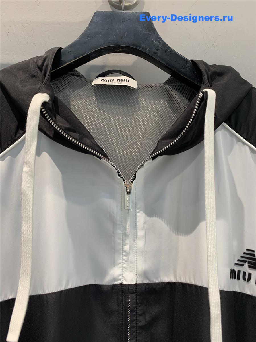 Miu Miu Black Technical Poplin Hoodie Jacket