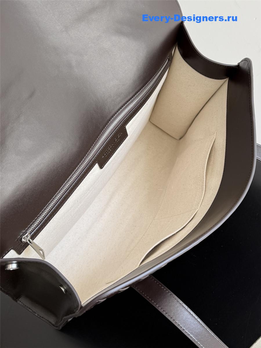 b0tt*ga Ven*ta intrecciato dark brown leather flap briefcase