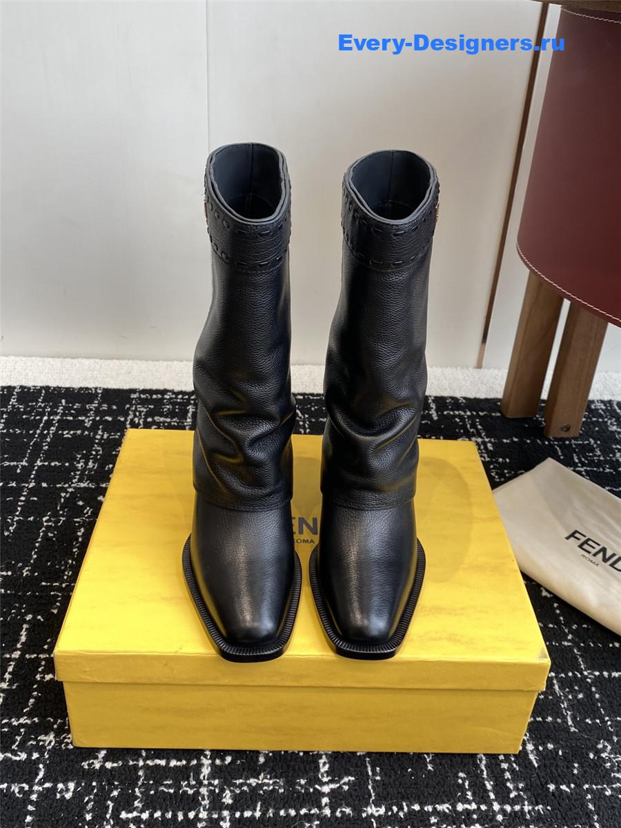 F**di black foldover leather boots