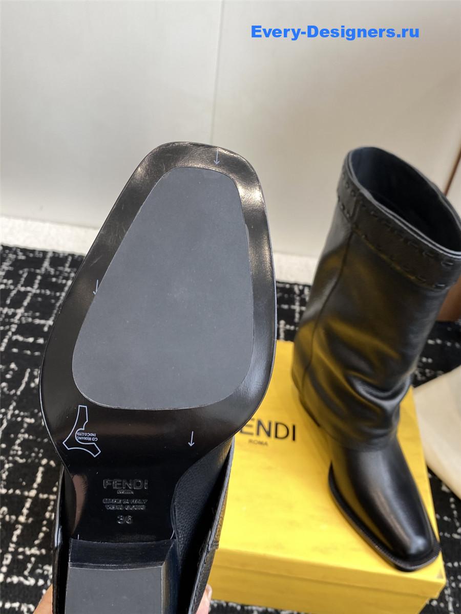 F**di black foldover leather boots