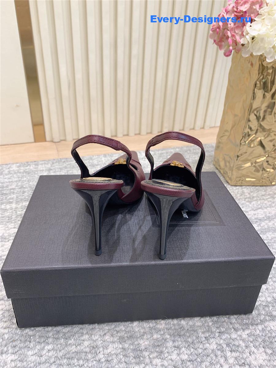 Sa1nt Lau*nt burgundy leather slingback pumps