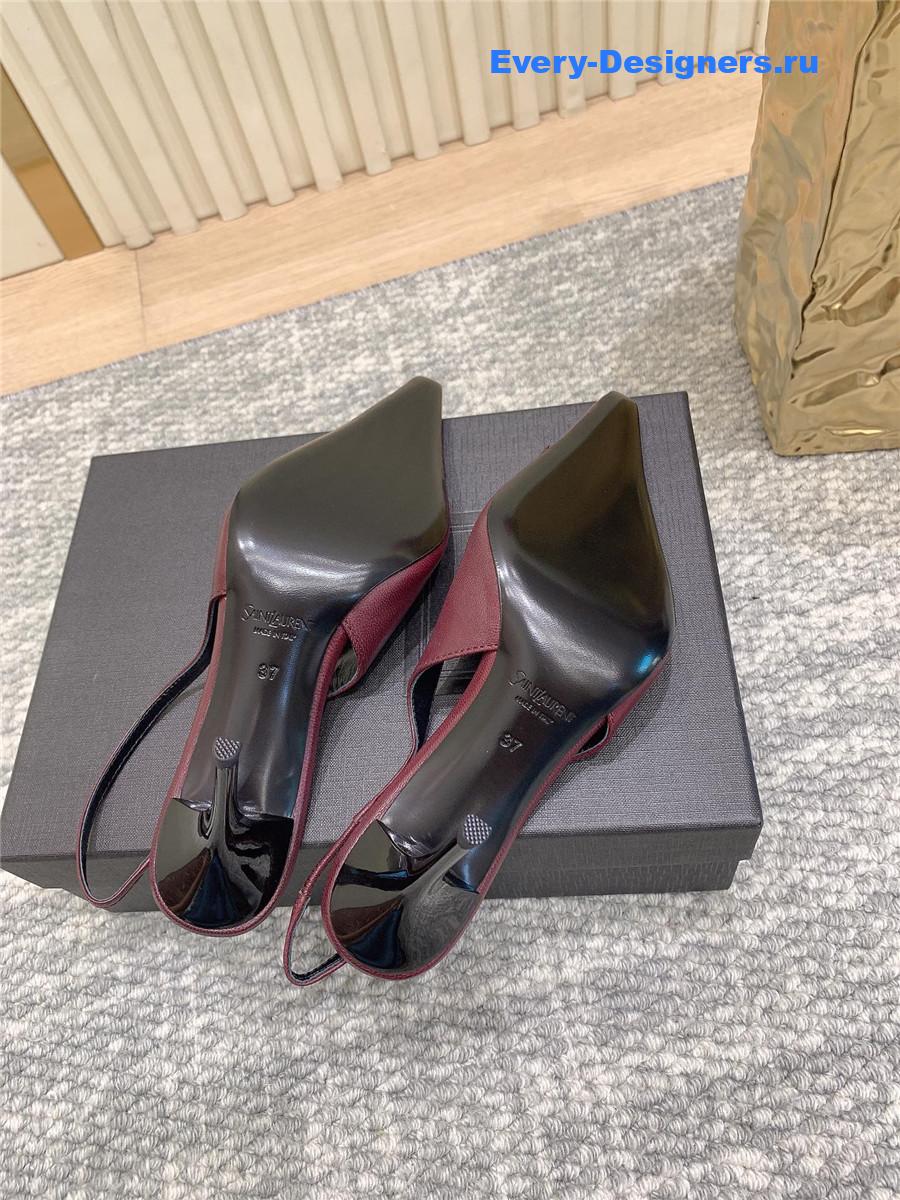 Sa1nt Lau*nt burgundy leather slingback pumps
