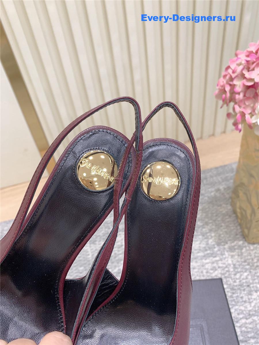 Sa1nt Lau*nt burgundy leather slingback pumps