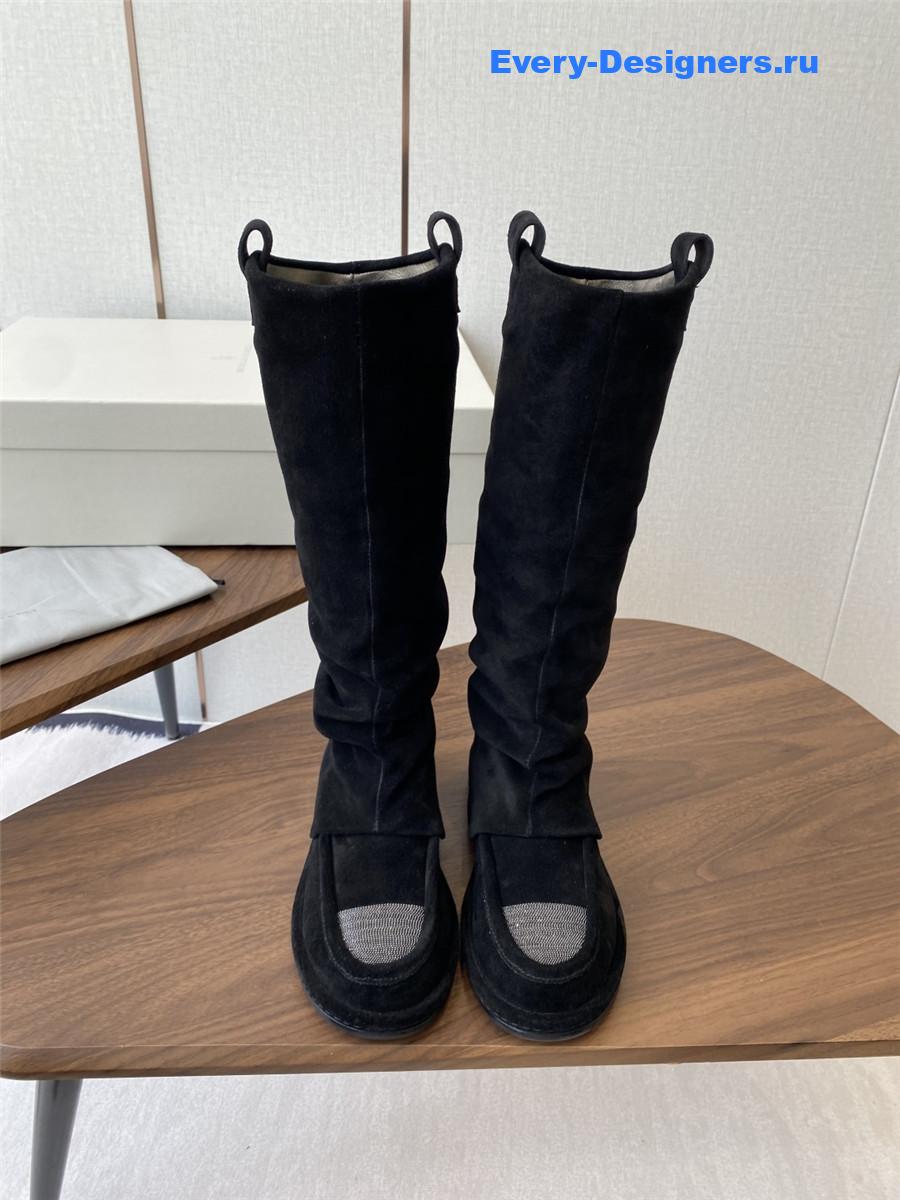 BC Black Striped Suede Long Boots