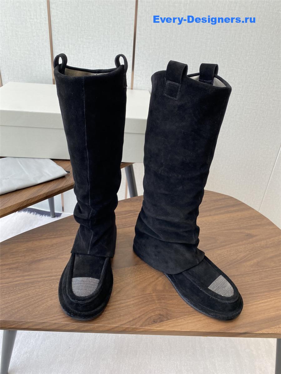 BC Black Striped Suede Long Boots