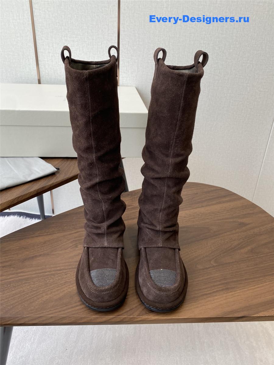 BC Dark Brown Striped Suede Long Boots